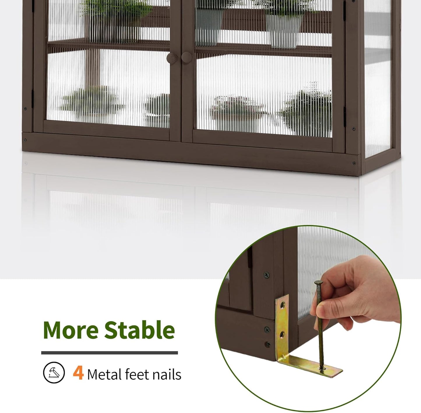 MCombo 2-Tier Wooden Cold Frame Garden Greenhouse Raised Flower Planter Shelf Bed Protection 6057-0160 (Brown)