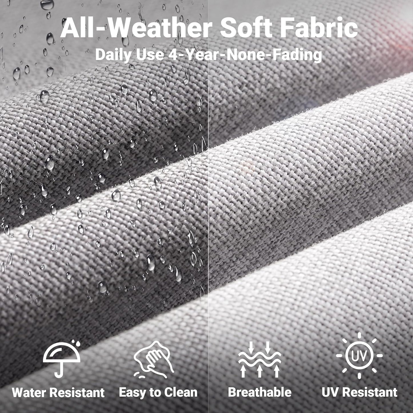 ovios 4 Pieces Patio Furniture Set with 30" Fire Pit Table, Outdoor Wicker Chairs of 4, All Weather High Back Rattan Chairs 4-Seater with Comfy Cushions, Grey