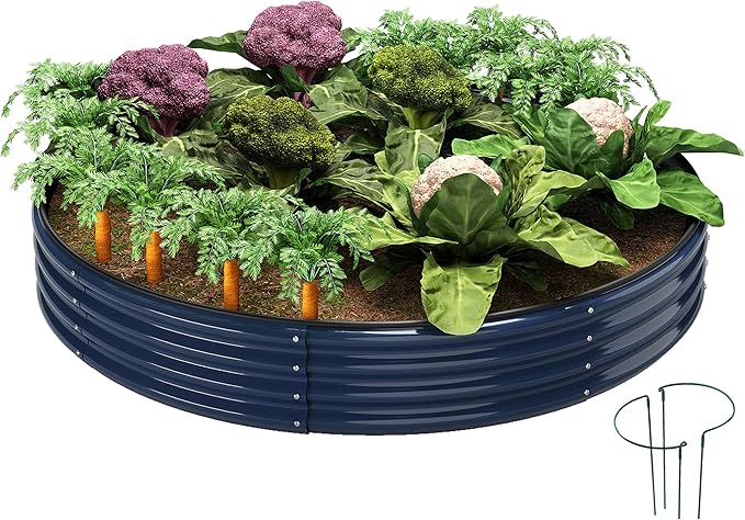 Galvanized Metal Planter Round Raised Garden Bed Kit for Gardening Outdoor,3x3x1ft Grow Garden Box Raised Flower Bed,Round Galvanized Planter Outdoor Large Metal Fire Pit Ring