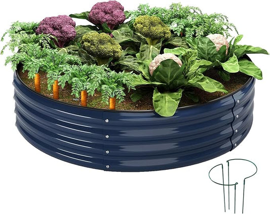 Galvanized Metal Planter Round Raised Garden Bed Kit for Gardening Outdoor,2x2x1ft Grow Garden Box Raised Flower Bed,Round Galvanized Planter Outdoor Metal Fire Pit Ring