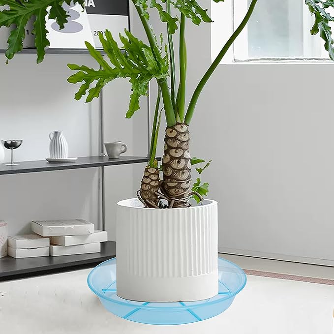 2 Pack Plant Saucer Drip Tray 13 14 inch, Large Heavy Sturdy Plastic Planter Flower Pot Saucers for Indoor Outdoor Garden, Plant Water Drip Trays for pots (14" 2Pack, Blue)