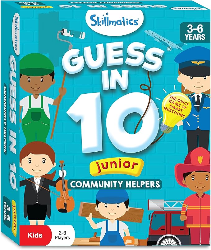 Skillmatics Guess in 10 Junior Community Helpers for Boys, Girls, and Families Who Love Card Games, Board Games & Educational Toys, Travel Friendly, Gifts for Ages 3, 4, 5, 6