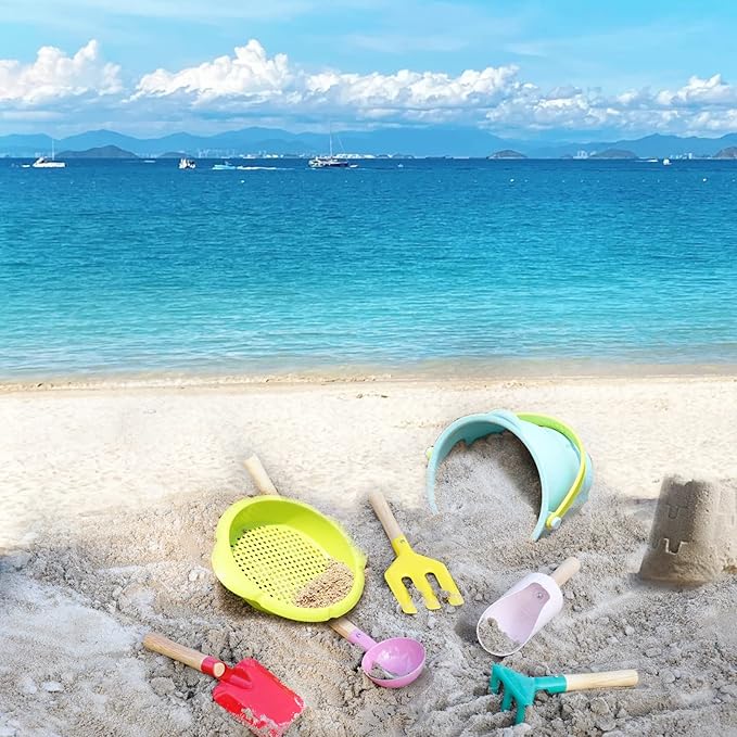 6-Piece Garden Tools Set for Kids,Children Beach Sandbox Toy,Including Cylinder Scoop, Trowel, Spoon, Fork, Rake & Shovel for Kids