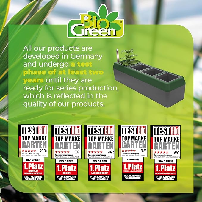 Provence Self Watering Planters – 4-Herb Window Boxes Planters with Water Level Indicator – Windowsill Planter – Modern Pot Design – Practical and Easy to Use, Grey, Dark Green (PRO-4)