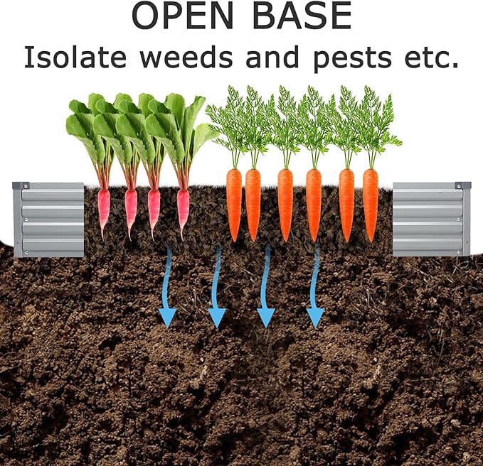 12x2x1ft Galvanized Raised Garden Bed,Outdoor Planter Box Metal Patio Kit Planting Bed for Vegetables Flowers Herb,Grey