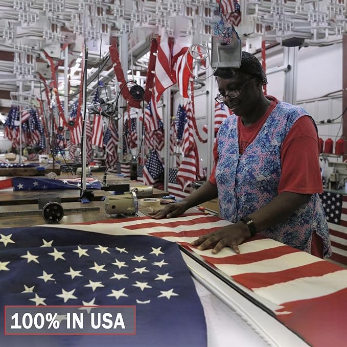 AZCOVER American Flag 10x15 FT Us Flag for Outside 100% in USA Heavy Duty Nylon American Flags for Outdoor with Embroidered Stars Sewn Stipes and Brass Grommets All Weather Lasting United States Flag