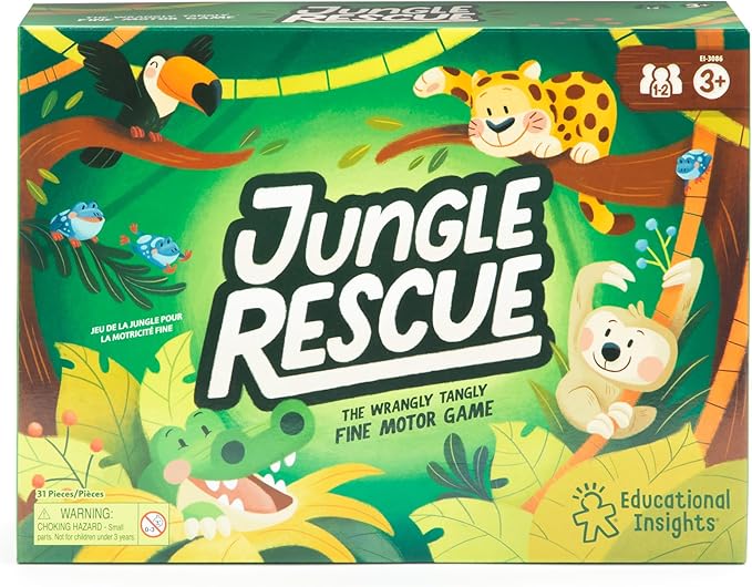 Educational Insights Jungle Rescue - Cute Preschool Board Games for Kids, Toddler Fine Motor Skills, Animal Matching Games for Toddlers 3-5, 2-Players, Boys and Girls Ages 3+