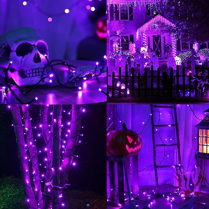weillsnow 164FT 500 LED Purple Christmas Lights, 8 Modes Waterproof Plug in String Lights for Halloween Christmas Indoor Outdoor Yard Party Wedding Garden Home Decorations (Purple, 164FT)