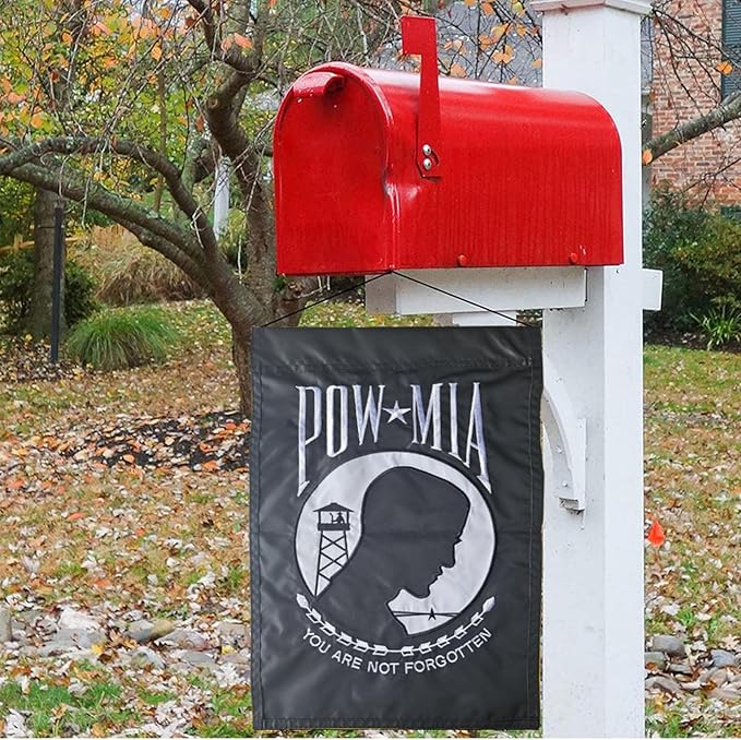 US Embroidered Pow Mia Garden Flag Double Sided 12x18 Inch Yard Lawn Garden Flags Banner Heavy Duty Vivid Color