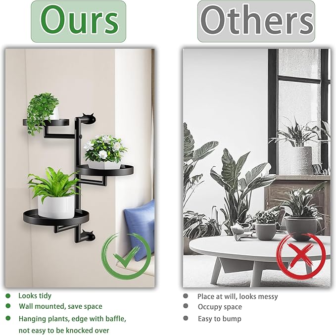 Rotating Window Plant Stand Indoor,3-tier Metal Plant Stand,Wall Plant holder,Window Plant Shelf for Multiple Plants indoors,Window Sill Gifts for Plant Lovers to Enhance Home Decor