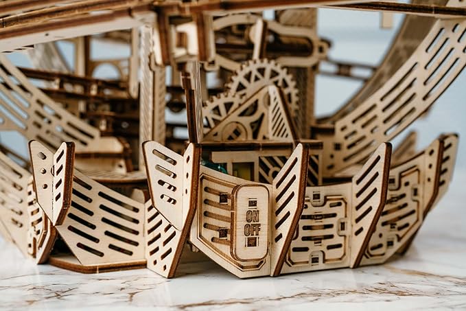 Wood Trick Wooden Marble Run Electric Motorized - 3D Wooden Puzzles for Adults to Build - 17x16 - Marble Maze Wooden Model Kits for Adults to Build