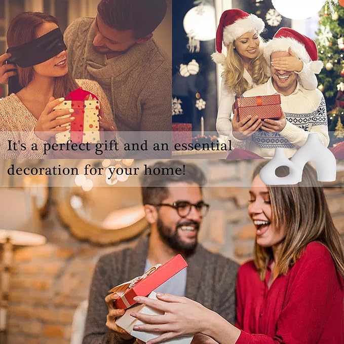 CEMABT White Ceramic Vase Set of 2 for Modern Minimalist Bohemian Decor,Round Matte Donut Vases for Pampas Grass-Perfect for Living Room, Dining Table, Office Bedroom Shelf Decor Entryway, Console