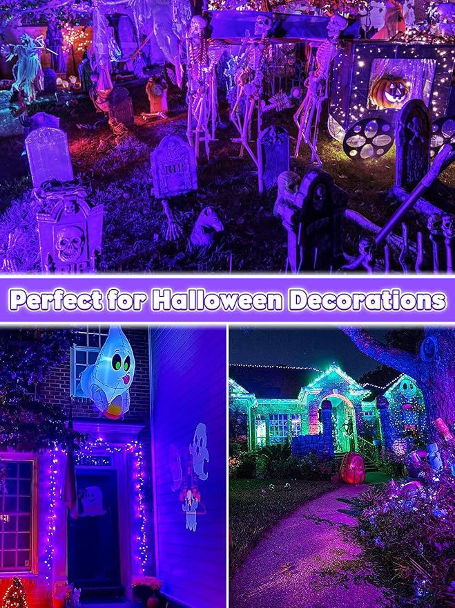 Outdoor Black Light Halloween Spotlight, 12W Purple Spotlights LED Blacklight, Waterproof Spot Landscape Lights with US Plug for Glow Party, Poster, Bar, Yard, Garden Gyms Decor (2Pack)