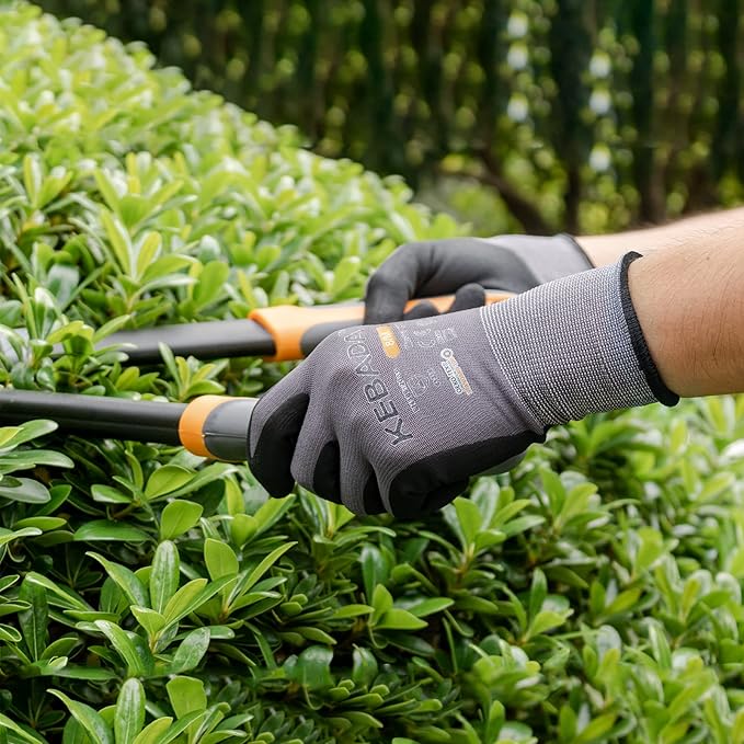 Kebada W2 Safety Work Gloves, Micro-Foam Nitrile Coated Gloves, Touchscreen,Ideal for Package Handling, Gardening, Construction, 1 Pair Medium