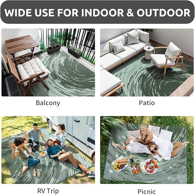 COCOER Modern Outdoor Rug 6x9 Reversible-Waterproof Outdoor Patio Rug-Quick Dry Outdoor Area Rugs Indoor Outdoor Rugs-Outside Rug Patio Decor for Porch Deck Balcony Backyard