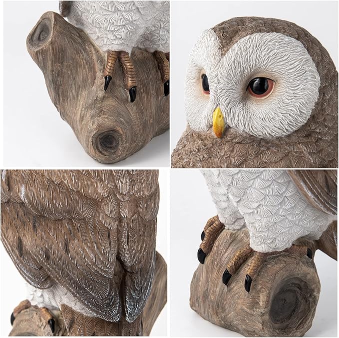 Owl Outdoor Statues Garden Yard - Decoration Home Decor Indoor Desk Tabletop Collectible Figurines Ancient Retro Collection 11" x4.5" x5 Inch