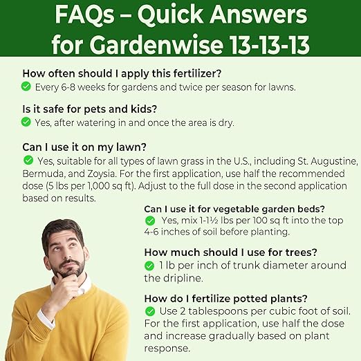 13-13-13 Slow Release Granular Fertilizer – All Purpose Plant Food 13 13 13 for Outdoor Grass, Vegetables, Roses, Flowers, Shrubs, Trees. Lawns, Gardens, Potted Plants (5 quarts)