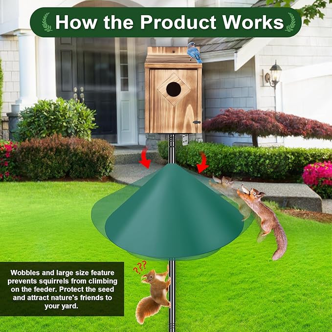 Gtongoko 19 Inch Squirrel Baffle for Bird Feeder Pole Squirrel Guards for Shepherds Hook Stopper for Bird Feeders Green 1 Pack