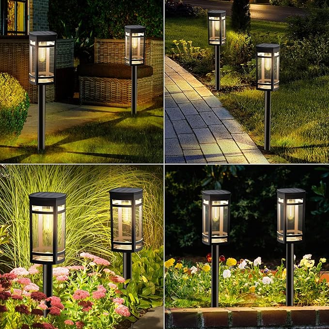 12 Pack Solar Lights Outdoor Waterproof for Garden Pathway Walkway Driveway Yard Lawn Decorative Landscape Lighting. (Warm White Light, 12)