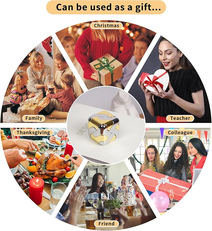 Metal-Puzzles 3D-Brain-Teaser Toys: Cool-Gadgets-Stuff Box Puzzles-Toy for Kid Children Teen Adult, ADHD Tools Stress Relief Gift for Office Home School Christmas Women Men Square-Cube