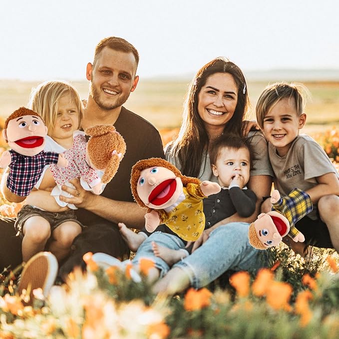 1 Pcs Family Hand Puppets 12 Inch Grandparents, Mom & Dad, Brother & Sister Plush Hand Puppet Toys Role-Play Toy Puppets for Kids Storytelling Imaginative Pretend Play Teaching Preschool(Mom)