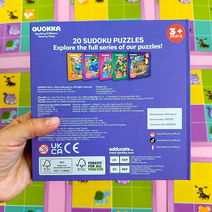 QUOKKA Magnetic Sudoku Toddler Puzzles Ages 2-4 - 20 Pieces Puzzles for Kids Ages 4-6 - Games for Kids Ages 3-5 Sudoku Book with 3 Levels: Easy, Medium, Hard - Educational Portable Travel Game