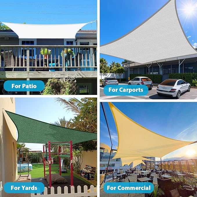 Amagenix Sun Shade Sail 12X26 Curved Edge Outdoor Shade Canopy Turquoise Mixed Breathable 95% UV Block Shade Cloth for Patio Garden Backyard (We Make Custom Size)