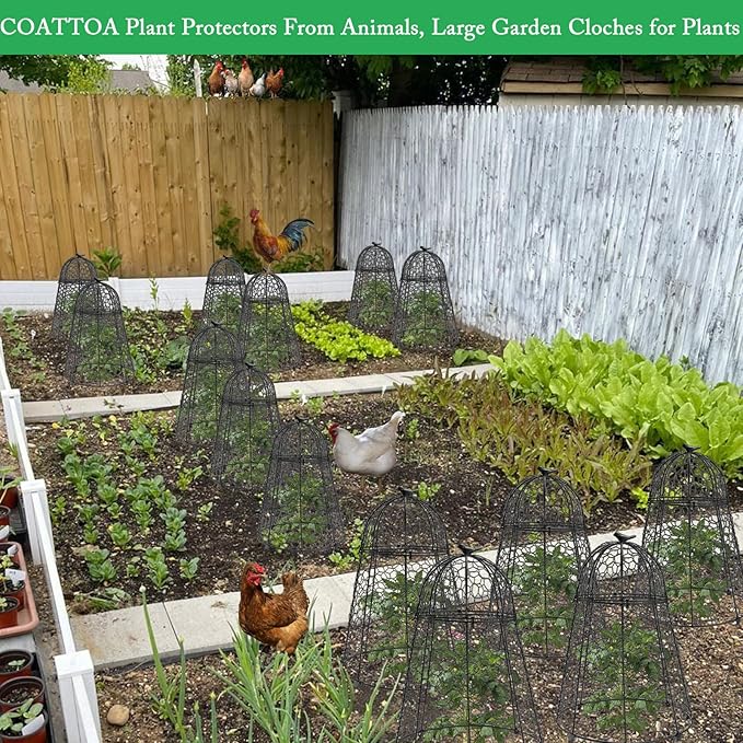 Plant Protector Chicken Wire Cloche 8 PCS, Plant Protectors from Animals, 18.7×12 Inch Large Garden Cloches for Plants, Sturdy 2-in-1 Cloche Dome for Plants, Plant Protectors for Easy Pruning