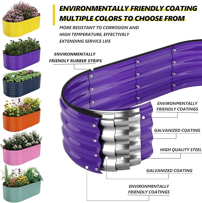 Galvanized Metal Planter Raised Garden Bed Kit for Gardening Outdoor,6x3x2ft Planter Grow Garden Box Raised Flower Bed,Long Vegetable Clearance Herb Raised Garden Beds for Container Gardening