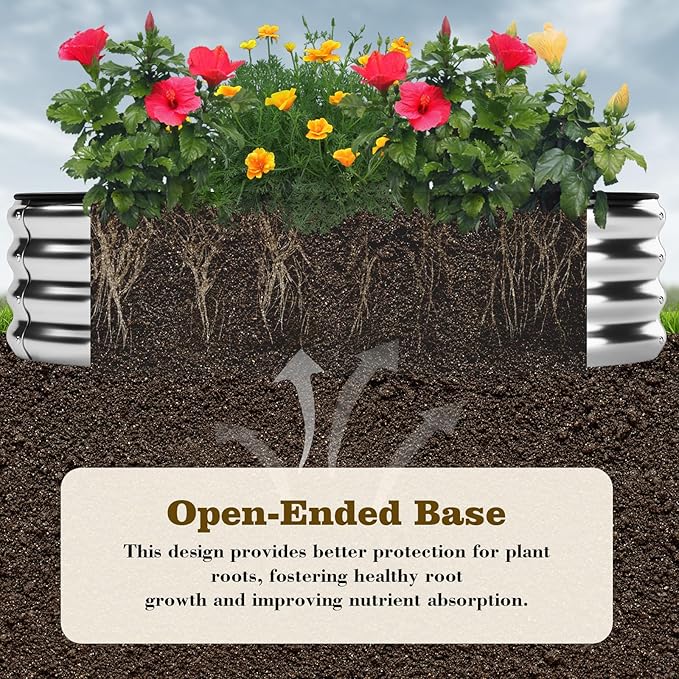 Galvanized Metal Planter Raised Garden Bed Kit for Gardening Outdoor,8x2x1ft Planter Grow Garden Box Raised Flower Bed,Long Vegetable Clearance Herb Raised Garden Beds for Gardening