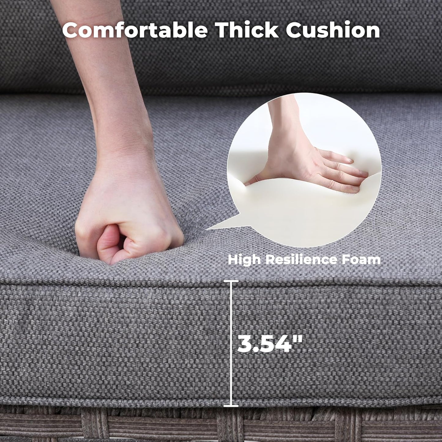 ovios 15 Pieces Patio Furniture Set, Outdoor Wicker Sectional Sofa with Swivel Chairs Coffee Table, Modern Modular Deep Seat Rattan Couch Conversation Sets, Dark Grey