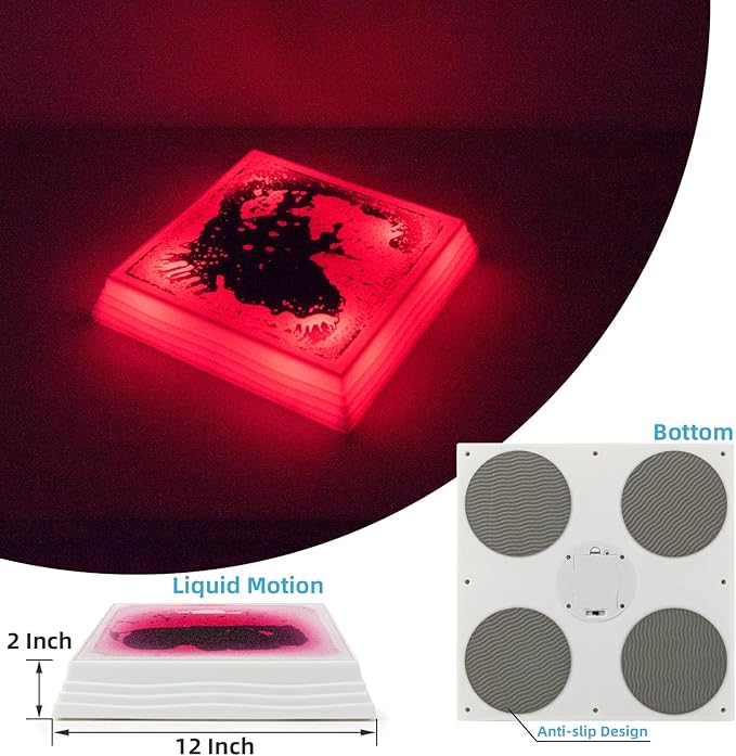 Art3d 12×12 Inch Sensory Interactive Purple Liquid Motion Tiles for Toddlers Kids & Adult - Touch Sensitive 7 Color Changing Flooring Tile for Home Décor, Indoor & Outdoor Activities, 1-Pack