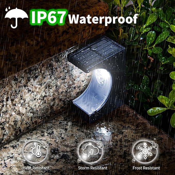 JSOT Solar Step Lights - Outdoor Stair Lights 12 Pack Deck Light Solar Powered Decor Light for Garden Yard Patio Front