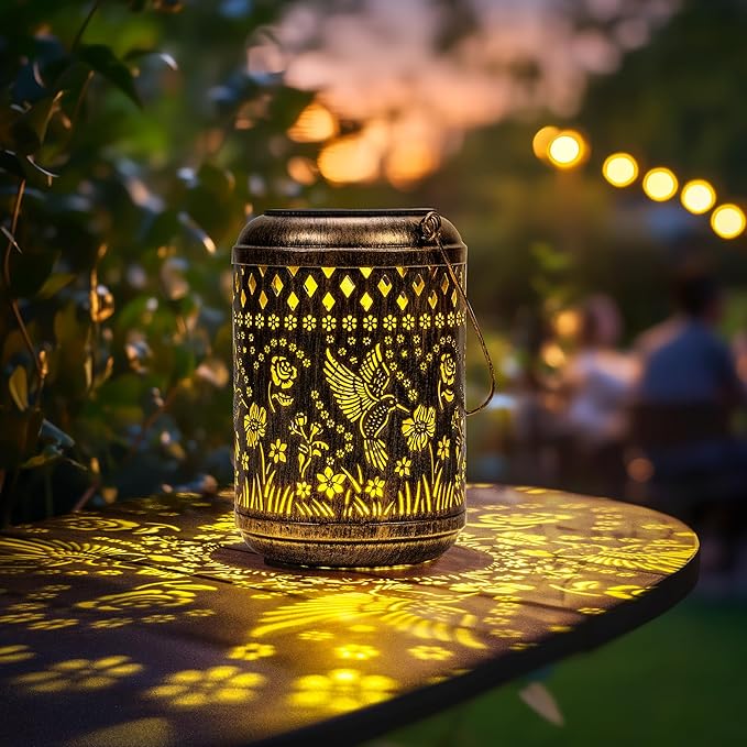 Solar Lanterns Outdoor Hanging Waterproof,Hummingbird Garden Decor Gifts for Women Mom, Solar Lights Metal Fall Decoration Outside for Yard, Patio,Garden,Backyard,Porch