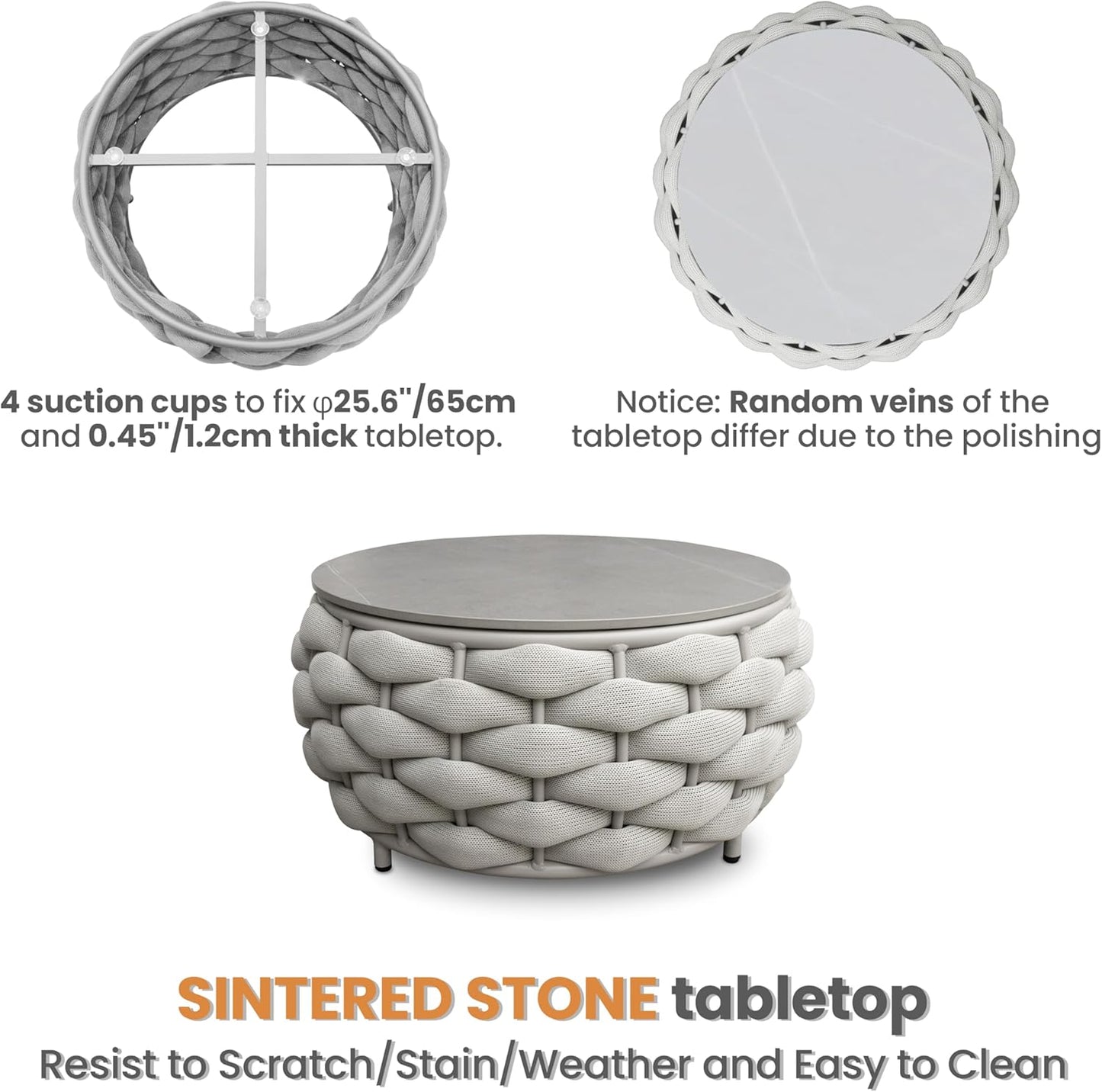 Lanai Outdoor Furniture Set: 6-Piece Aluminum Woven Rope Patio Conversation Sofa Set w/Table - Modern Cushions Couch Set - No Assembly Metal Porch Seating for Deck Yard Garden Pool Hotel Resort