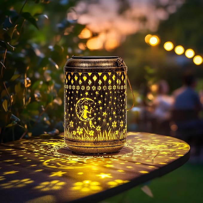 Solar Lanterns Outdoor Hanging Waterproof,Fairy Garden Decor Gifts for Women Mom, Solar Lights Metal Fall Decoration Outside for Yard, Patio,Garden,Backyard,Porch