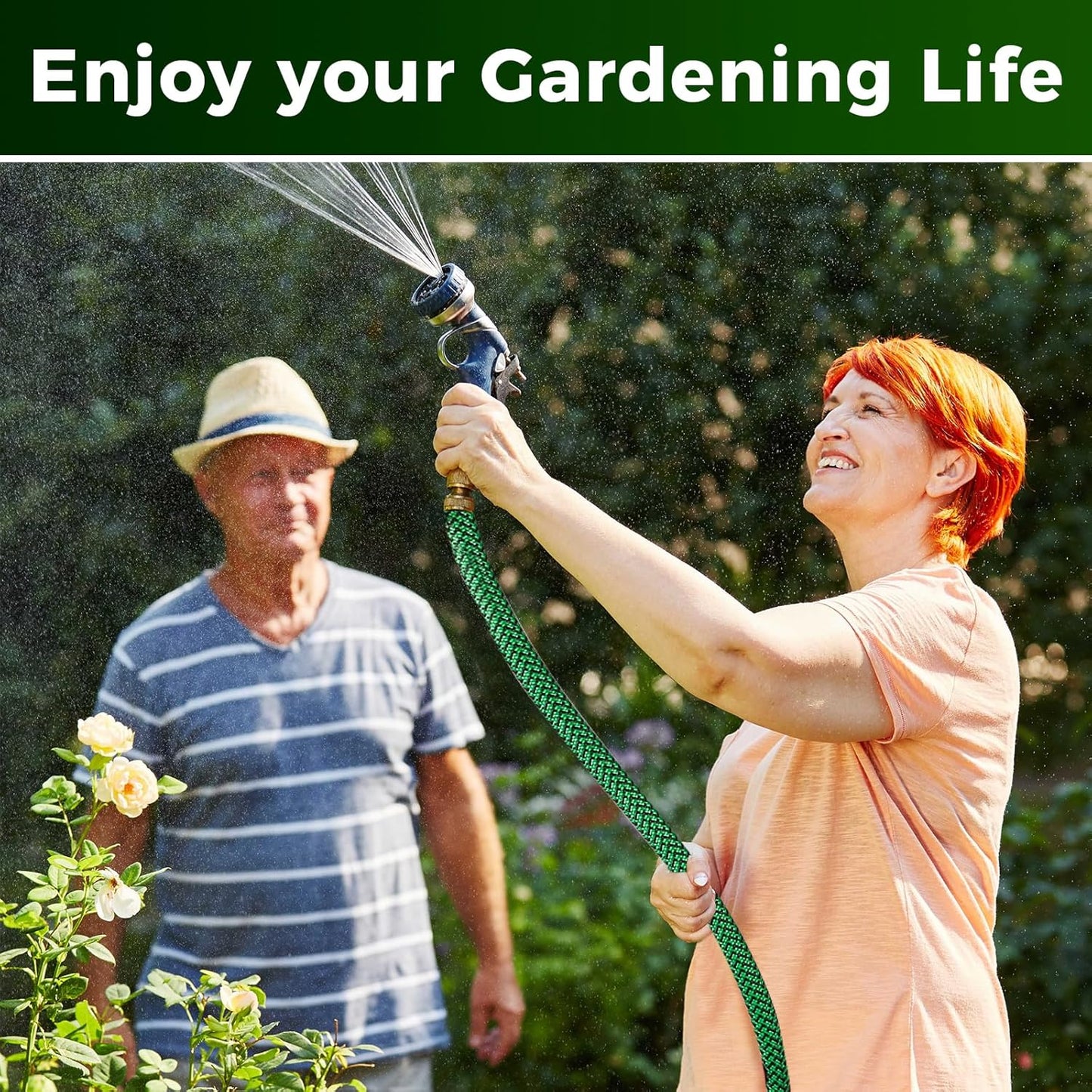 Upgraded Garden Hose 25+5ft, Non-Expandable Hose, Heavy Duty Kink-Resistant Flexible Water Hose with High-Density Fabric,LeakProof Hose Metal Shut-Off Valve Connector for Patio, Car Wash. (30FT)