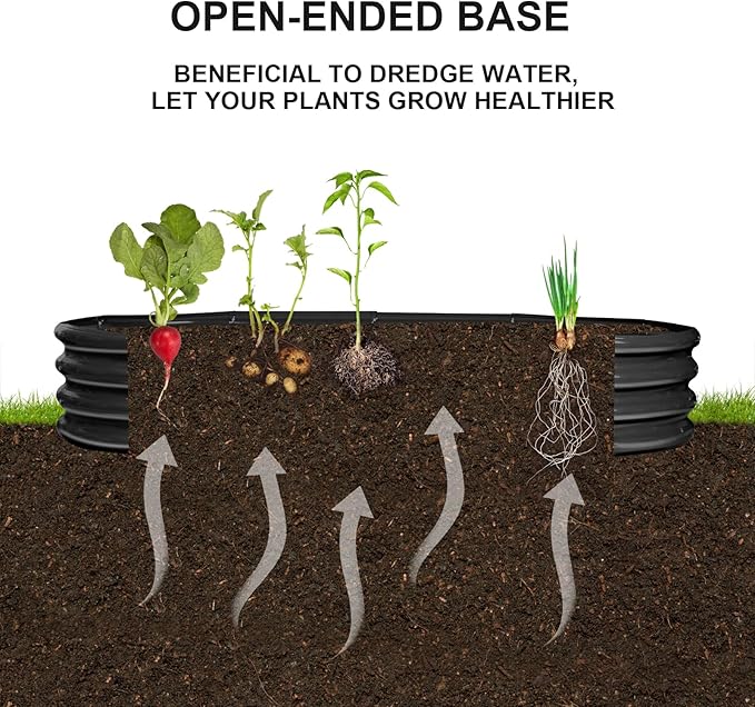 Raised Garden Bed Galvanized Planter Box Outdoor, Rot-Resistant Metal Garden Bed Planter for Vegetables Flower Herb (5- Black)