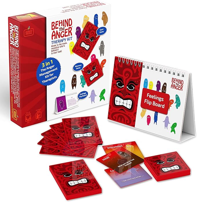Behind the Anger Therapy Kit | Counseling Tools & Anger Management for Kids & Teens | CBT Games & Therapy Board Games for Emotional Regulation | for Therapists, Counselors & Teachers