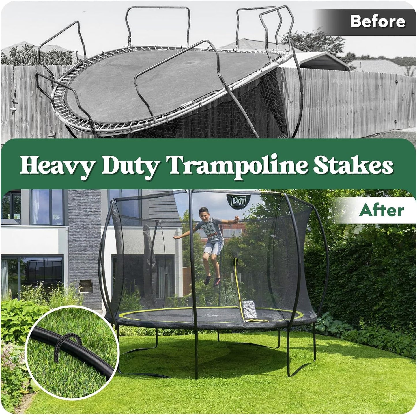 12 inches 12-Pack Trampoline Stakes Anchors High Wind Stake Heavy Duty U Hooks for Ground Lawn Garden Yard Stakes for Decorations Swing Set Shed