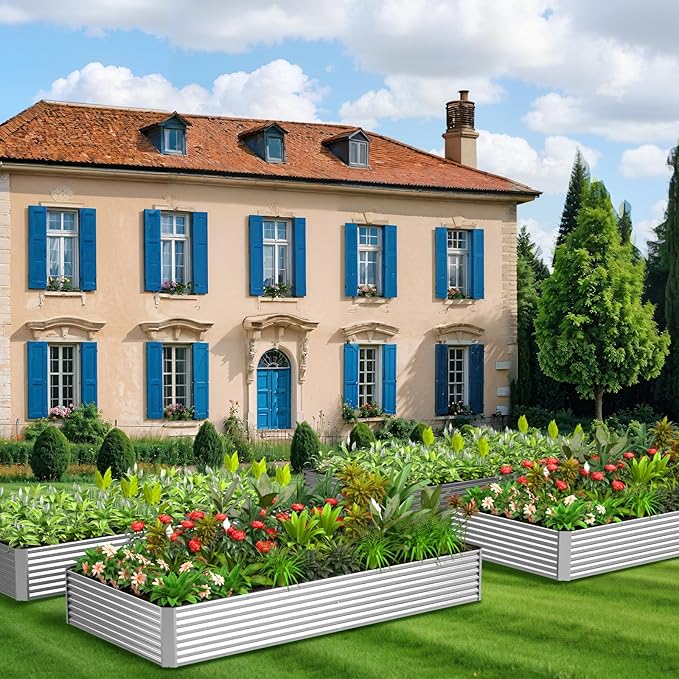 3 Pack Galvanized Raised Garden Bed Outdoor,Metal Garden Bed for Vegetables,Above Ground Garden Box for Flower,Steel Raised Beds for Gardening-36x18 inch