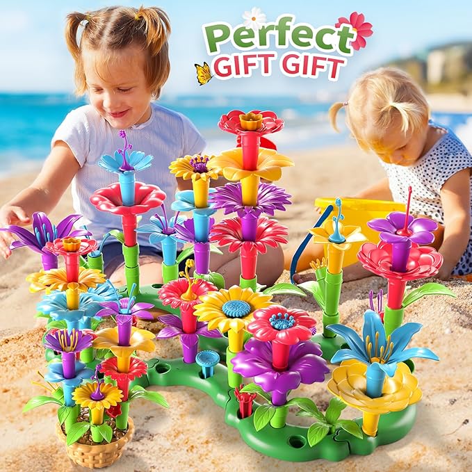 Girl Toys for 2 3 4 5 6 Year Old Girls Birthday Gift, Flower Garden Building Toys Set for Girls Toddlers Kids Ages 3-5, Building Educational Stem Toys