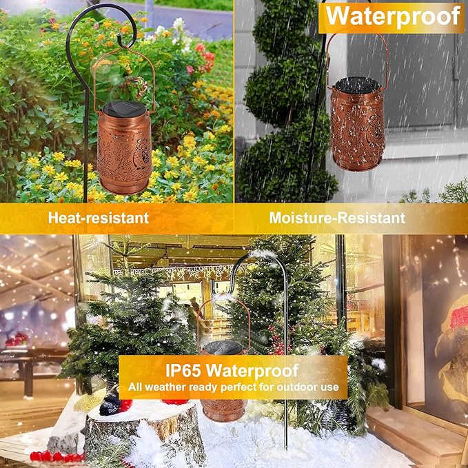 Outdoor Solar Lanterns Waterproof - Metal Hanging Lights Outdoor Decorative, Solar Powered Lamp for Patio Yard Garden Decor, Birthday Gifts for Women (1 Pack, Owl Shape)