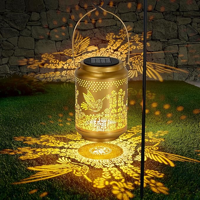 Hummingbird Solar Lanterns Outdoor Lights: Garden Decor Birthday Gifts for Women Mom Grandma Nana Aunt, Hanging Solar Lights Decoration Waterproof Outside for Yard, Patio, Backyard, Porch