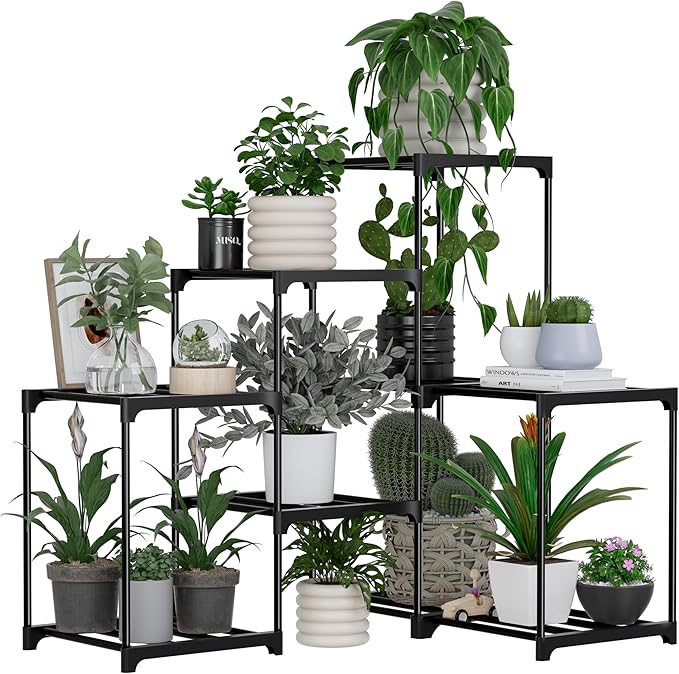 Metal Plant Stand Indoor Corner Plant Shelf Outdoor for Multiple Plants Flower Stand Ladder Plant Table for Plant Pots for Window Garden Balcony Living Room