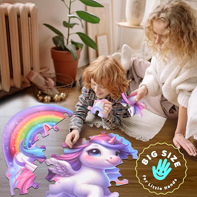 45 Pcs Unicorn Floor Puzzle for Kids Ages 3-6 Years Old- Large Toddler Puzzles Set, Educational Unicorn Activity Toys for 3 4 5 6 7 8 Girls Boys, Christmas Birthday Day Gifts Ideas