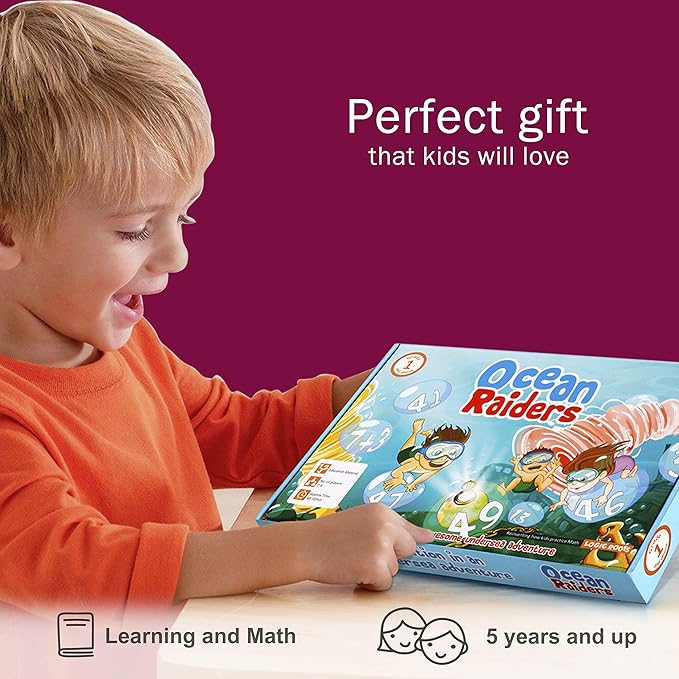 Ocean Raiders Number Sequencing & Addition Game - Fun Math Board Game and STEM Toy for 5-7 Year Olds, Perfect Educational Gift for Kids (Boys & Girls), Home Schoolers, Kindergarten & Up