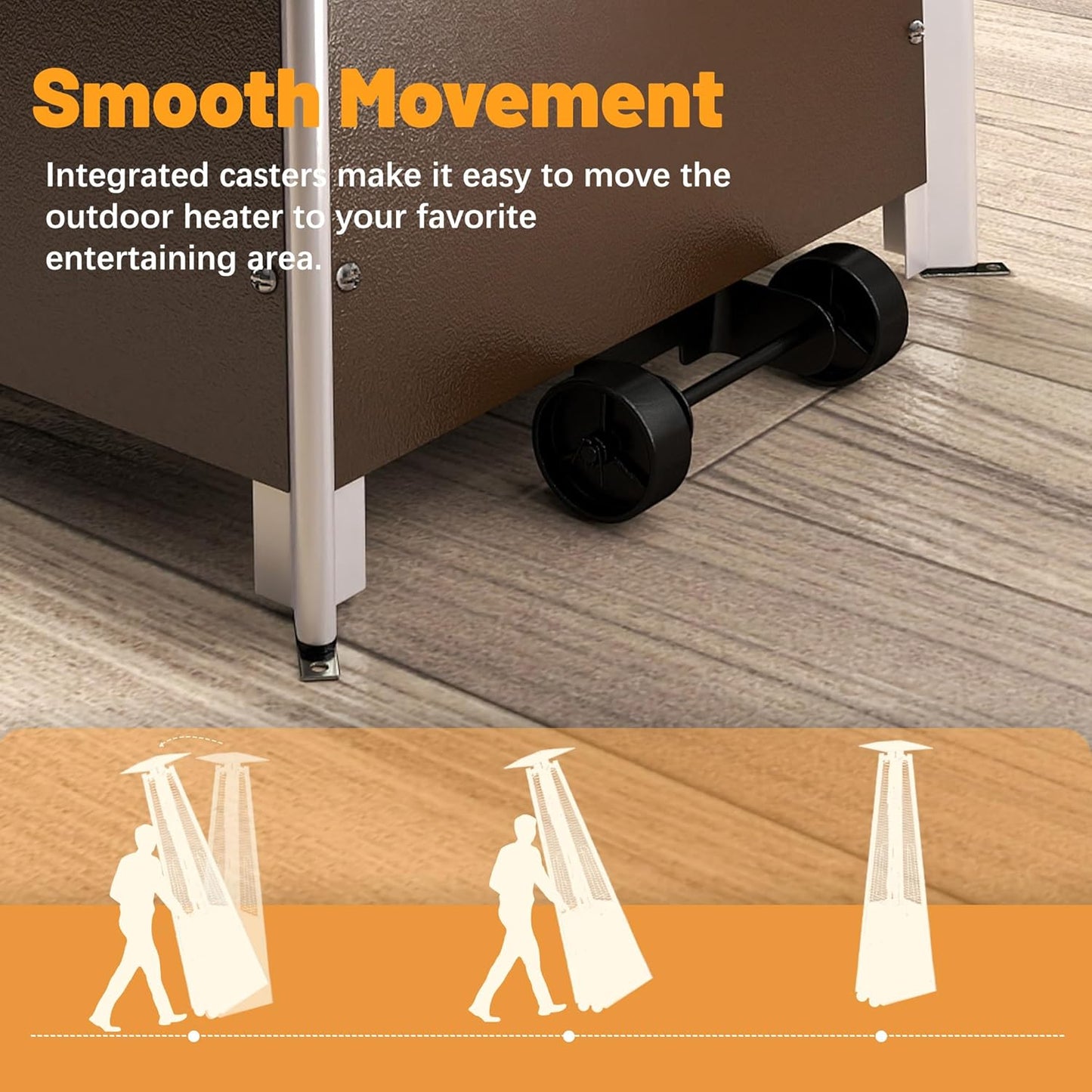 FOOWIN Patio Heater,48,000 BTU Outdoor Patio Heater with Wheels,Propane Patio Heater w/Waterproof Cover & Gloves,Quartz Glass Tube Pyramid Patio Heater for Outdoor Use,Party,Backyard,Garden,Bronze