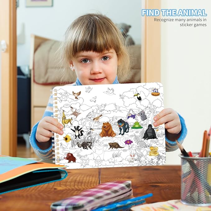 Find The Animal Sticker Book, Sticker Book for Kids, Include 20 Theme, Over 400 Animal Stickers for Kids, Toddler Educational Toys