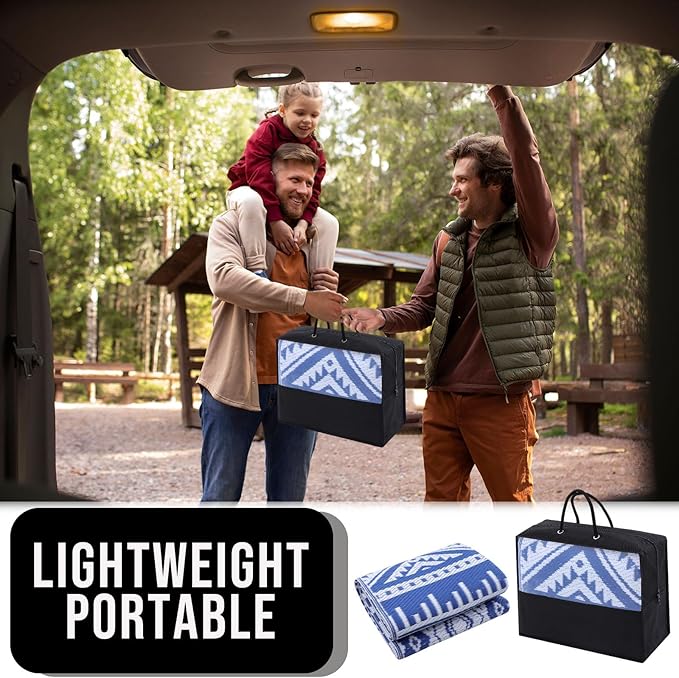 OLANLY Outdoor Rug Waterproof 4x6 ft, Reversible Outdoor Plastic Straw Rug, Boho Patio Rug, Indoor Outdoor Carpet, RV Mat Outside for Patio, Camp, Picnic, Balcony, Deck, Backyard, Blue & White